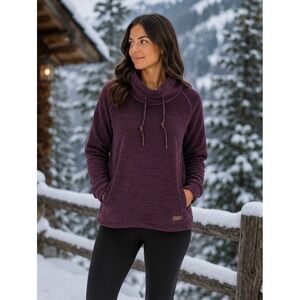 Sherpa Fleece‎ Cozy Funnel Neck Sweater - Plum